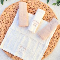 Lot de 4 Serviettes Coton Brodées - Douceur et Élégance