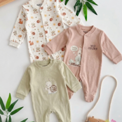 Lot de 3 Grenouillères Tissu Douceur 100% Coton - Premium Soft