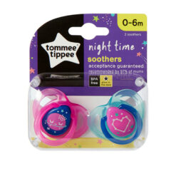 Tommee Tippee Lot  de 2 Sucettes Night time Orthodontic 0-6m