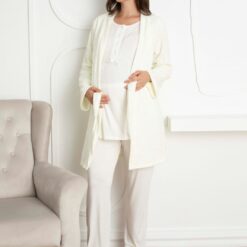 Pyjama grossesse et allaitement avec peignoir blanc cassé