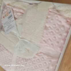 Mora - Couverture Lara Sherpa microfibre Rose- 110 x 140 cm