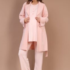 Pyjama grossesse et allaitement avec peignoir Rose