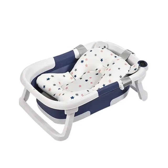 Baignoire Bébé, Pliable Ultra Compacte avec thermomètre et coussin