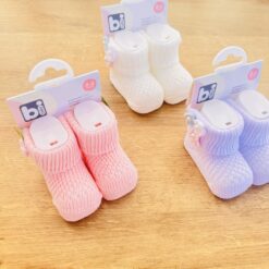 Chaussons bébé en tricot léger fleur - Bibaby