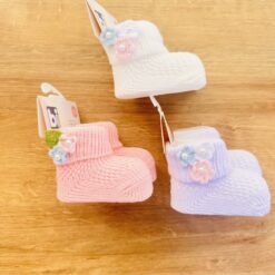 Chaussons bébé en tricot léger fleur - Bibaby