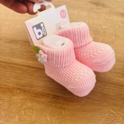 Chaussons bébé en tricot léger fleur - Bibaby