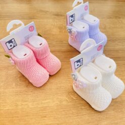 Chaussons bébé en tricot léger fleur - Bibaby