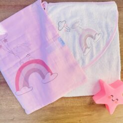 Offre cape de bain avec couverture mousseline rose - Bamboo