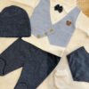 Ensemble  baptême 5 pcs coton 0-3 mois Bleu ciel