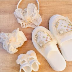 Ensemble chausson maman et bébé en dentelle