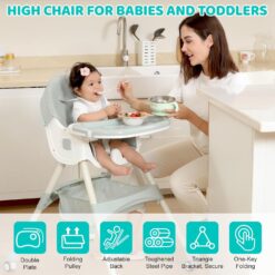 Chaise Haute Pliable avec roulettes 3en1 - Cozymum