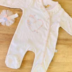 Grenouillère bébé fille avec bandeau offert : coton organique