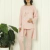 Pyjama grossesse et allaitement 3 pcs avec lacet rose