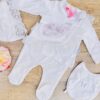 Ensemble bébé fille 5 pièces brodé blanc