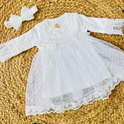 Robe fillette en tulle féerique Broderie Anglaise blanche