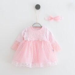 Robe fillette en tulle féerique Broderie Anglaise rose