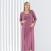 Pyjama robe dentelle grossesse Allaitement 2pcs : Pudra