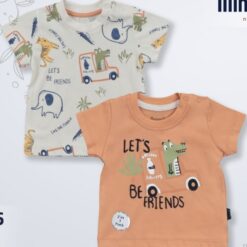 Lot de 2 t-shirts bébé assortis pur coton pour Été
