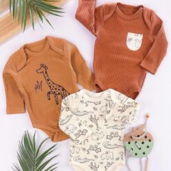 Lot de 3 Body bébé girafe Garçon 100% coton