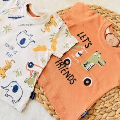 Lot de 2 t-shirts bébé assortis pur coton pour Été