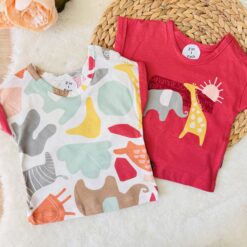 Lot de 2 t-shirts bébé assortis pur coton pour Été