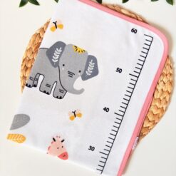 Tapis à Langer Bébé avec Réglette de Croissance  – Motif Animal - Rose