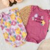 Lot de 2 Bodies Bébé filles Manches Courtes 100% Coton