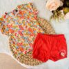Ensemble bébé fille short-tshirt en coton fleuri