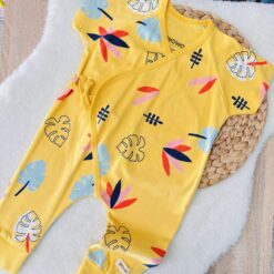 Grenouillère croisée jaune unisexe Animaux 1 pcs - wowo