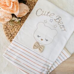 Couverture bébé été en coton pur beige : 90*90cm