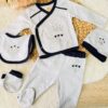Ensemble Baptême 5 pièces raffiné : coton doux pour bébé