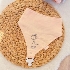 Bavoir bandana moussline 100% coton avec attache sucette 2en1