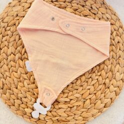 Bavoir bandana moussline 100% coton avec attache sucette 2en1