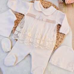 Ensemble 5pcs confort et douceur en dentelle crème