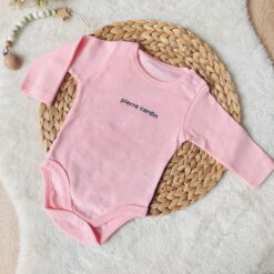 Body bébé manches longues 100% coton  : Pierre Cardin - Rose, 3-6 mois