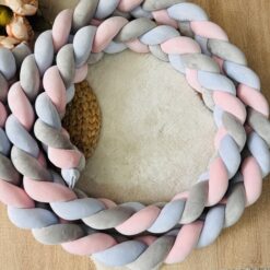 Tour de lit tresse pour lits et couffins 5 mètres Rose - rose/bleu