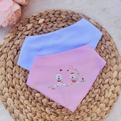 Lot de 2 Bavoirs Bandana en coton pur - Bebekevi - motif fille