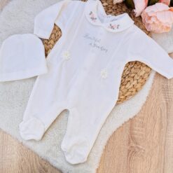 Grenouillère féérique en velours brodé : Pour les petites princesses