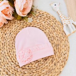 Bonnet bébé fille en coton bio : douceur et tendresse pour les petites têtes - Rose