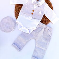 Petit Gentleman Chic-Ensemble 0-3mois Bébé Garçon en Lin