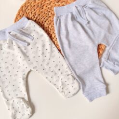 Lot 2 Pantalons Bébé Évolutifs 100% coton- Naissance (0-3m) & Croissance (3-6m)