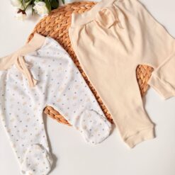 Lot 2 Pantalons Bébé Évolutifs 100% coton- Naissance (0-3m) & Croissance (3-6m)