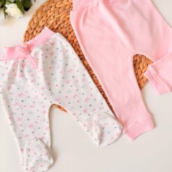 Lot 2 Pantalons Bébé Évolutifs 100% coton- Naissance (0-3m) & Croissance (3-6m)