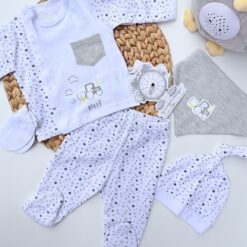 Pack Naissance 5 Pièces Coton Douceur - Motif Véhicule "Beep"