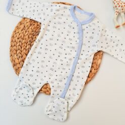 Grenouillère douceur Bébé Coton - Motif gris