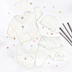 Pack naissance 5 Pcs motif Nœuds – Blancheur féerique