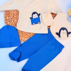 Ensemble hôpital pour bébé 100% coton - Bleu
