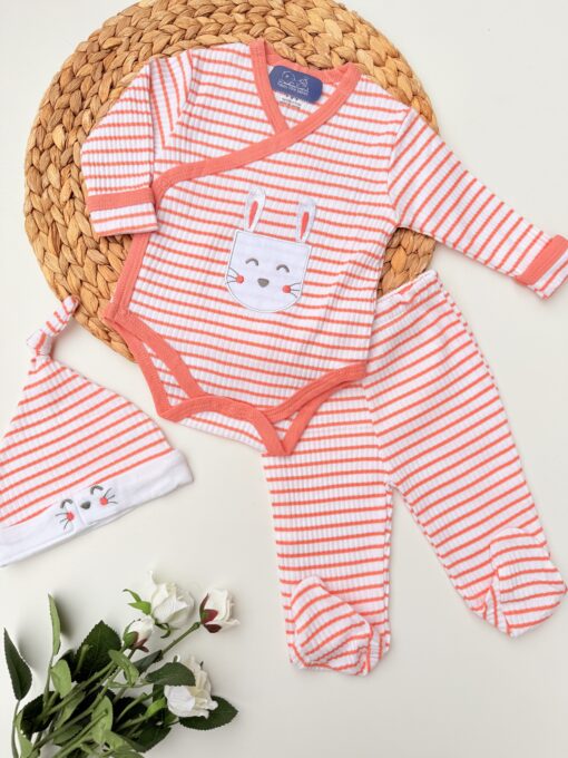 Ensemble Pyjama 0-3mois Cœur 3 Pièces 100% coton