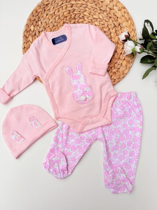 Ensemble Pyjama 0-3mois lapin 3 Pièces 100% coton