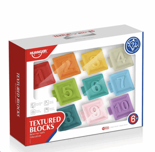 Set de 10 Blocs Éducatifs Texturés en Silicone HUANGER – Éveil et Développement Bébé